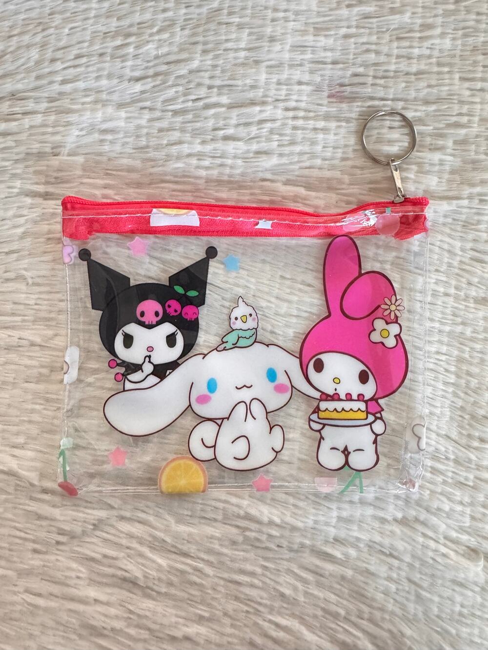 Sanrio My Melody Cinnamoroll & Kuromi clear pouch zipper keychain